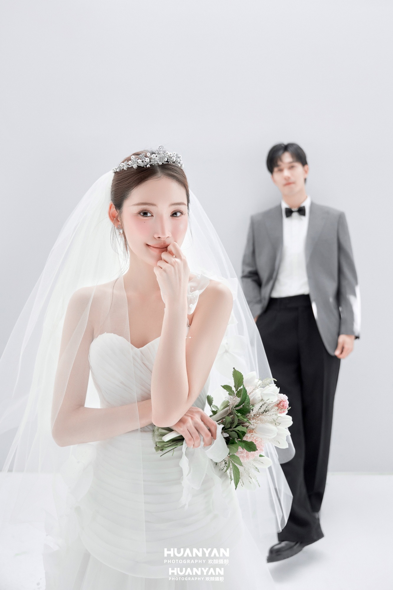 室内影棚韩式温柔婚纱照实拍（花环絮语系列）