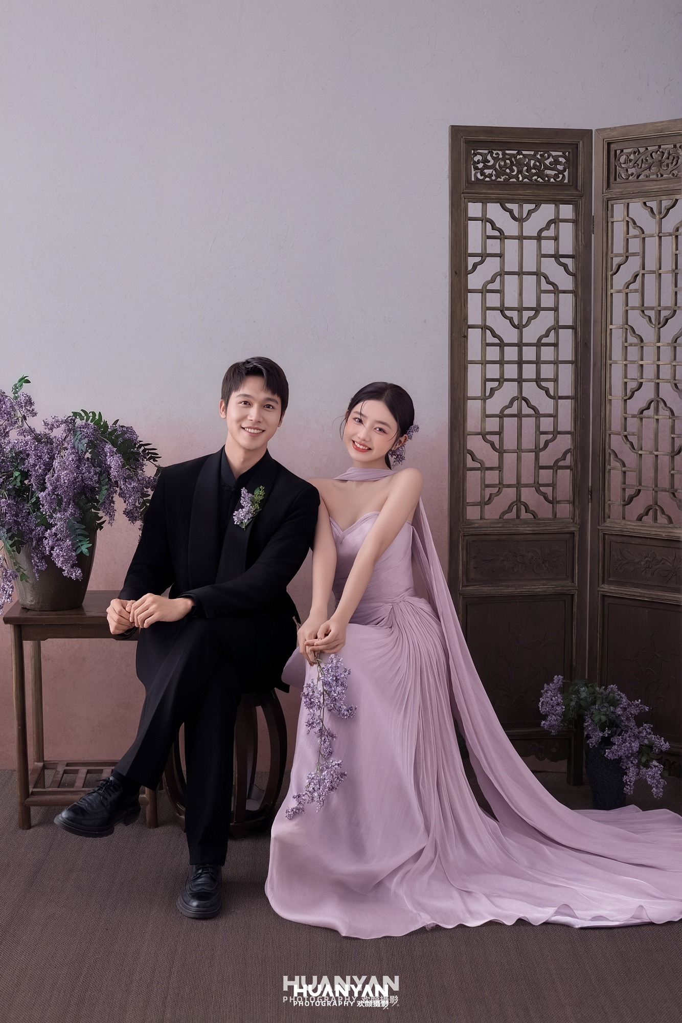 新中式婚纱照 · 室内影棚场景 · 紫雾罗衣客片