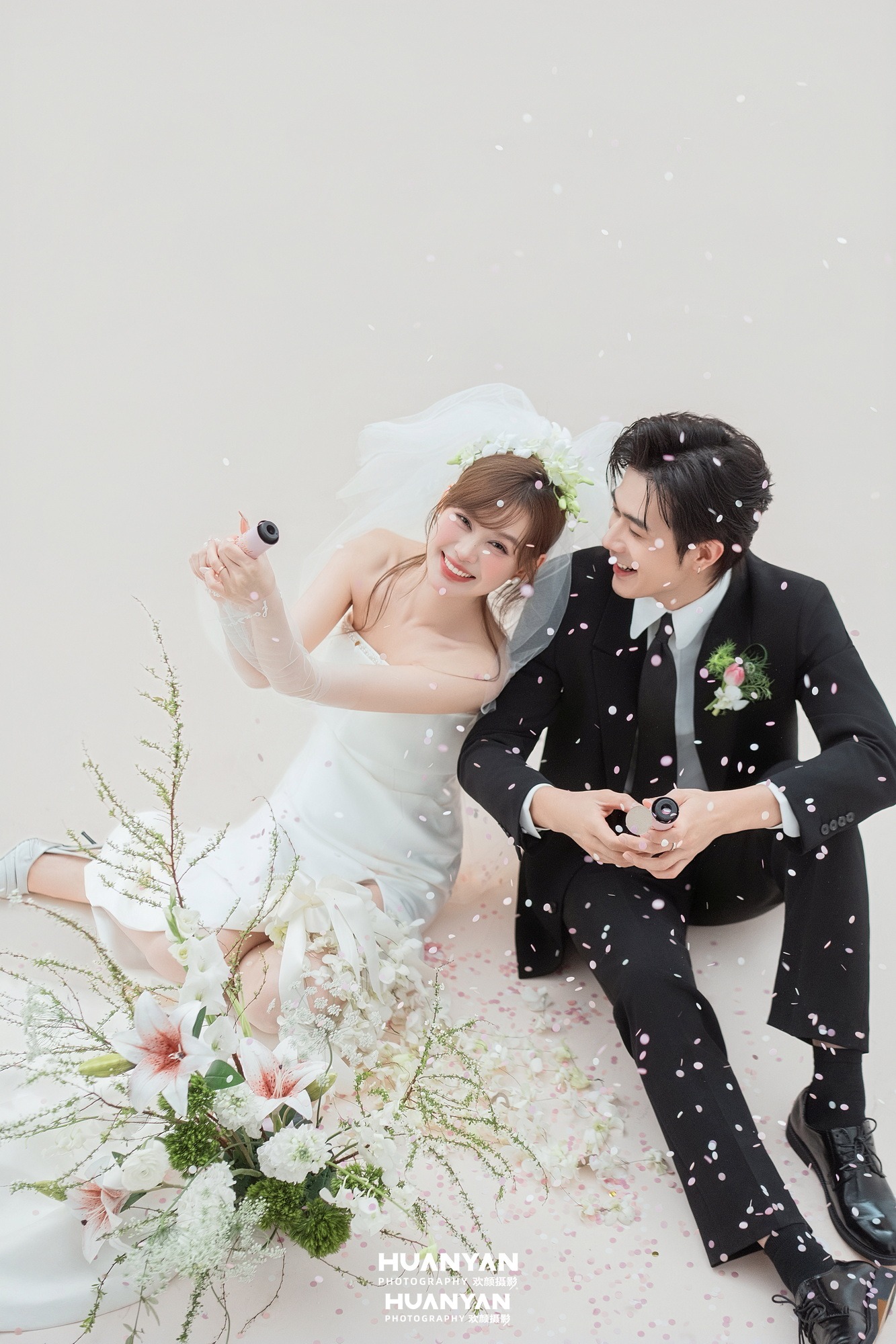 室内影棚韩式温柔婚纱照实拍（白兰花瀑系列）