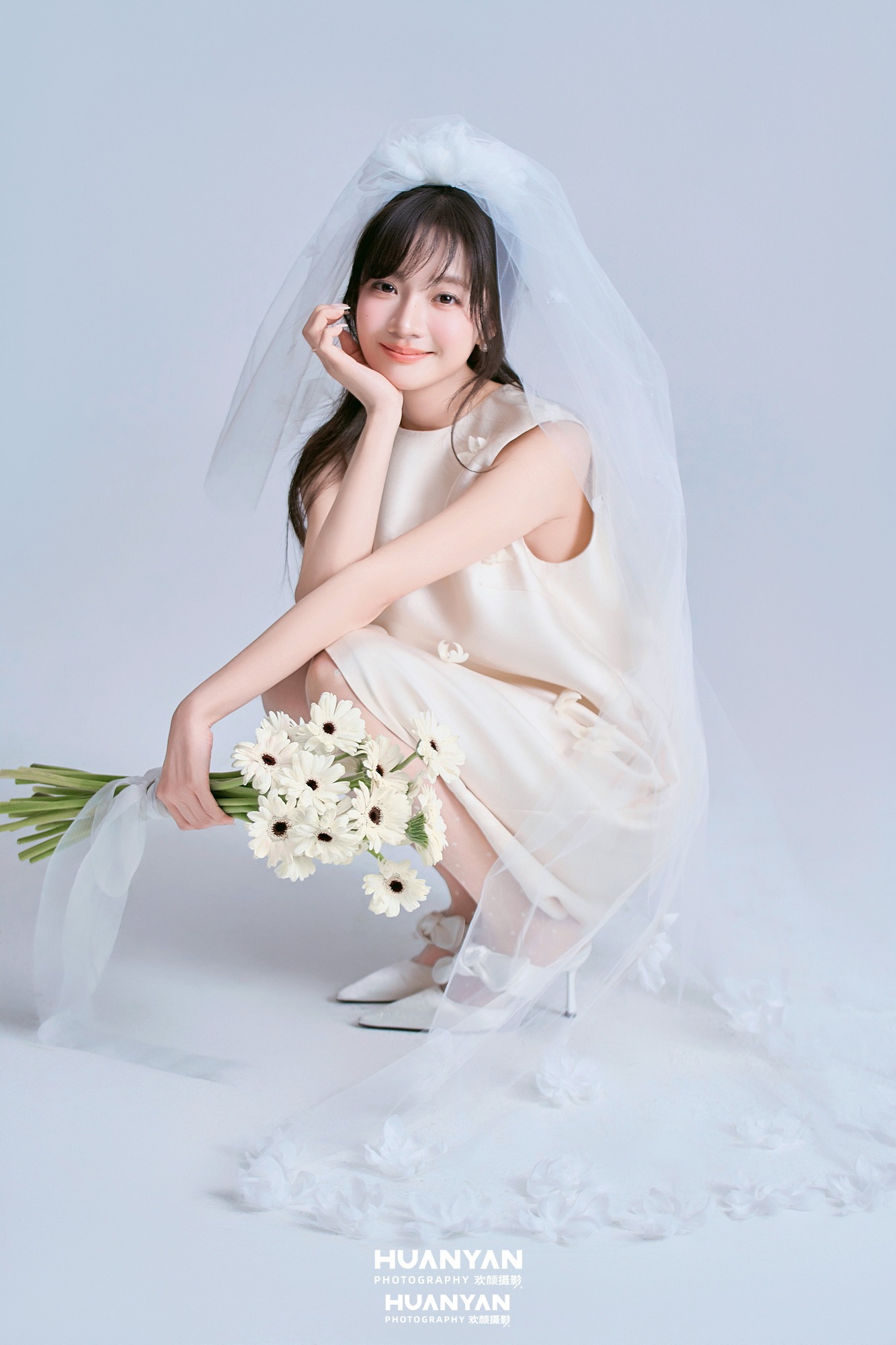 室内影棚韩式温柔婚纱照实拍（白菊心事系列）
