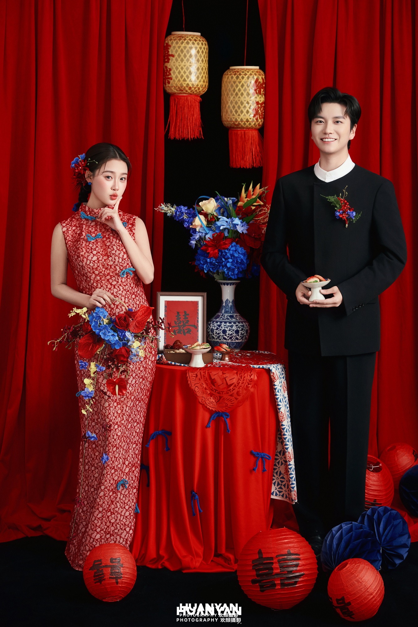 囍上眉梢客片第7张｜新中式婚纱照，摄于室内影棚