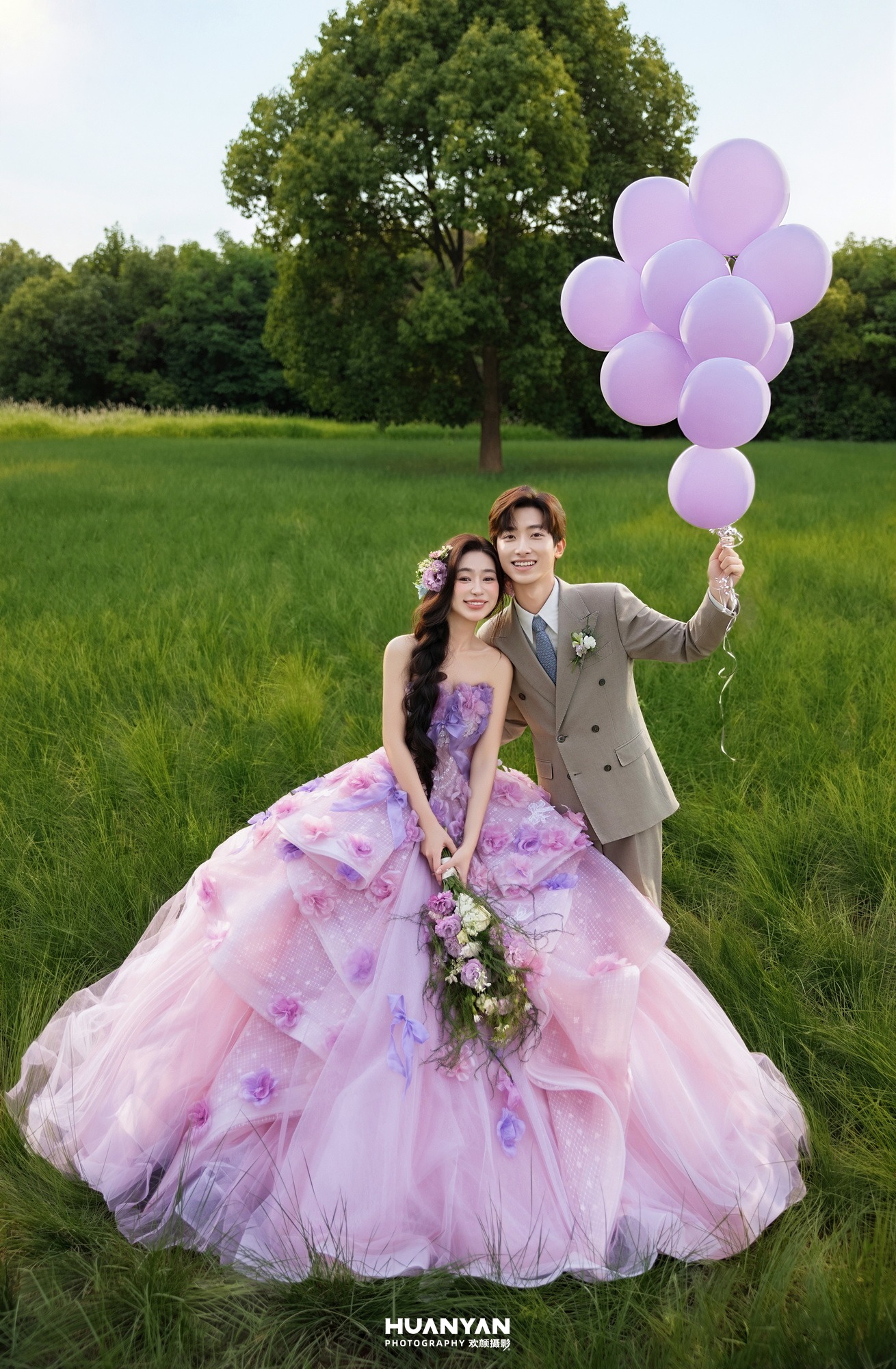 气球告白：清新自然婚纱照户外自然实拍