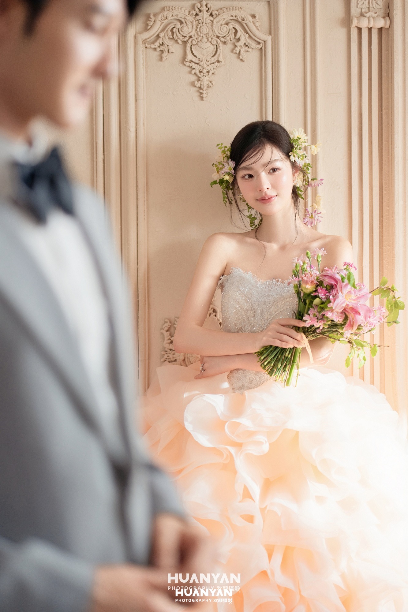 韩式温柔婚纱照 · 室内影棚场景 · 桃粉圆舞曲客片