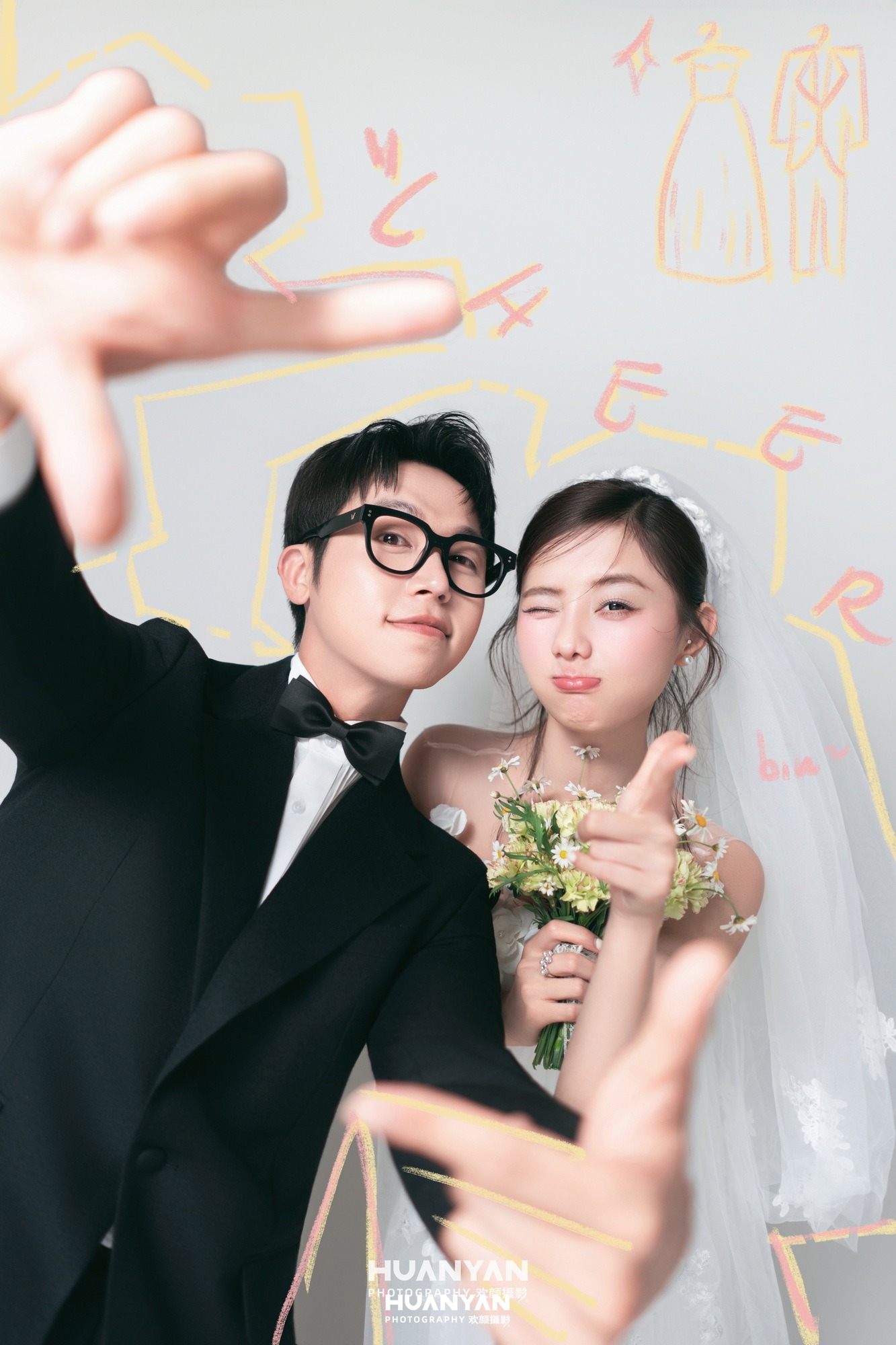 粉笔心事：韩式温柔婚纱照室内影棚实拍