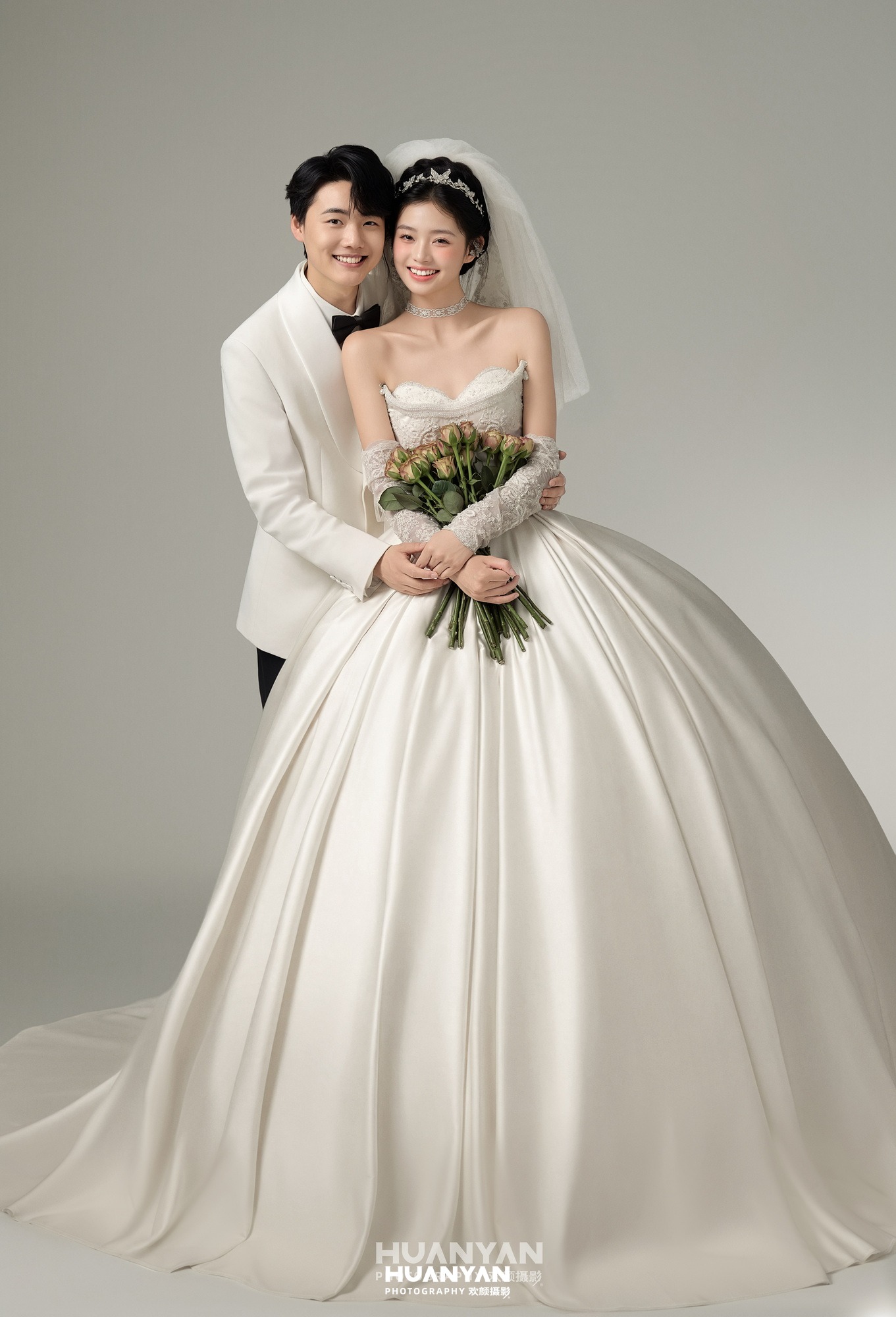 室内影棚韩式温柔婚纱照实拍（香槟午后系列）