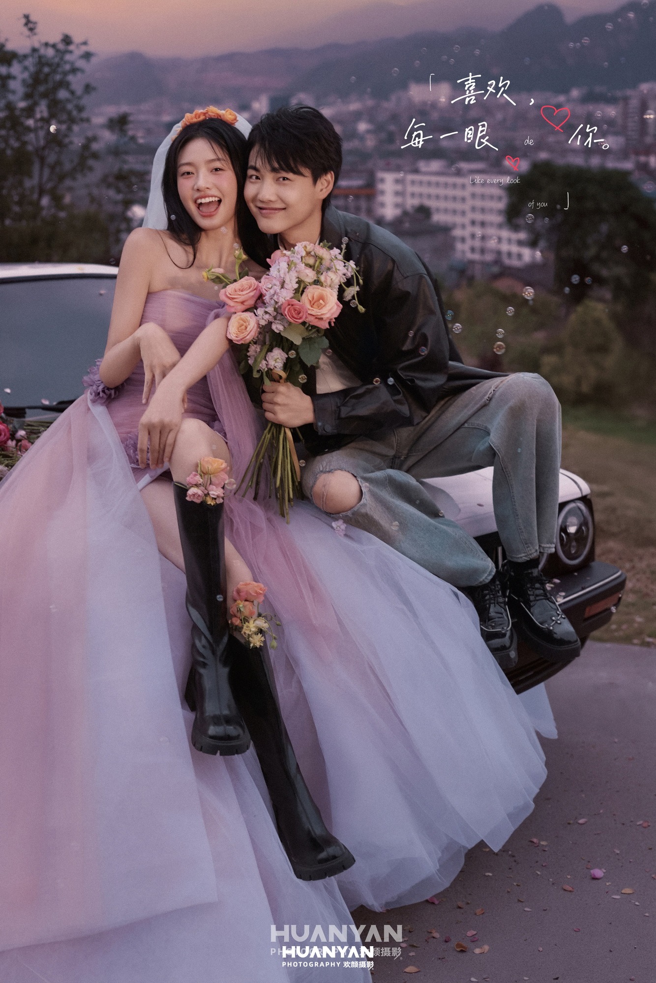 山风紫纱客片第15张｜杂志时尚婚纱照，摄于户外自然